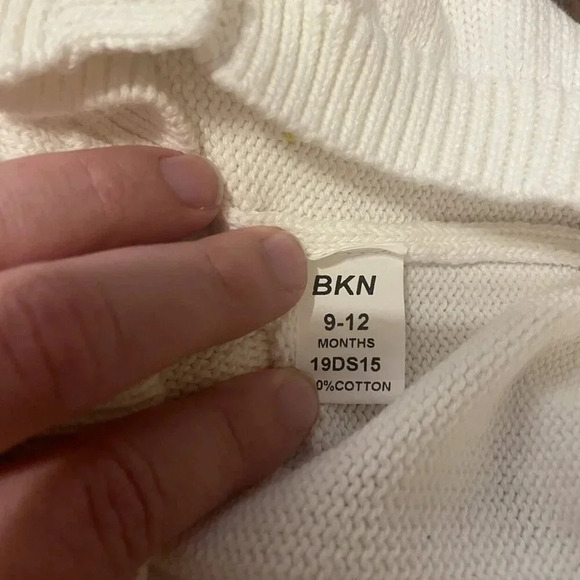 9-12 Months Knitted White Cardigan With Colorful Polka Dots, Buttons Up - Picture 4 of 6